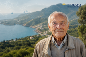 Persona longeva di fronte al mare